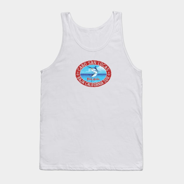 Cabo San Lucas, Baja California Sur, Black Marlin Tank Top by jcombs